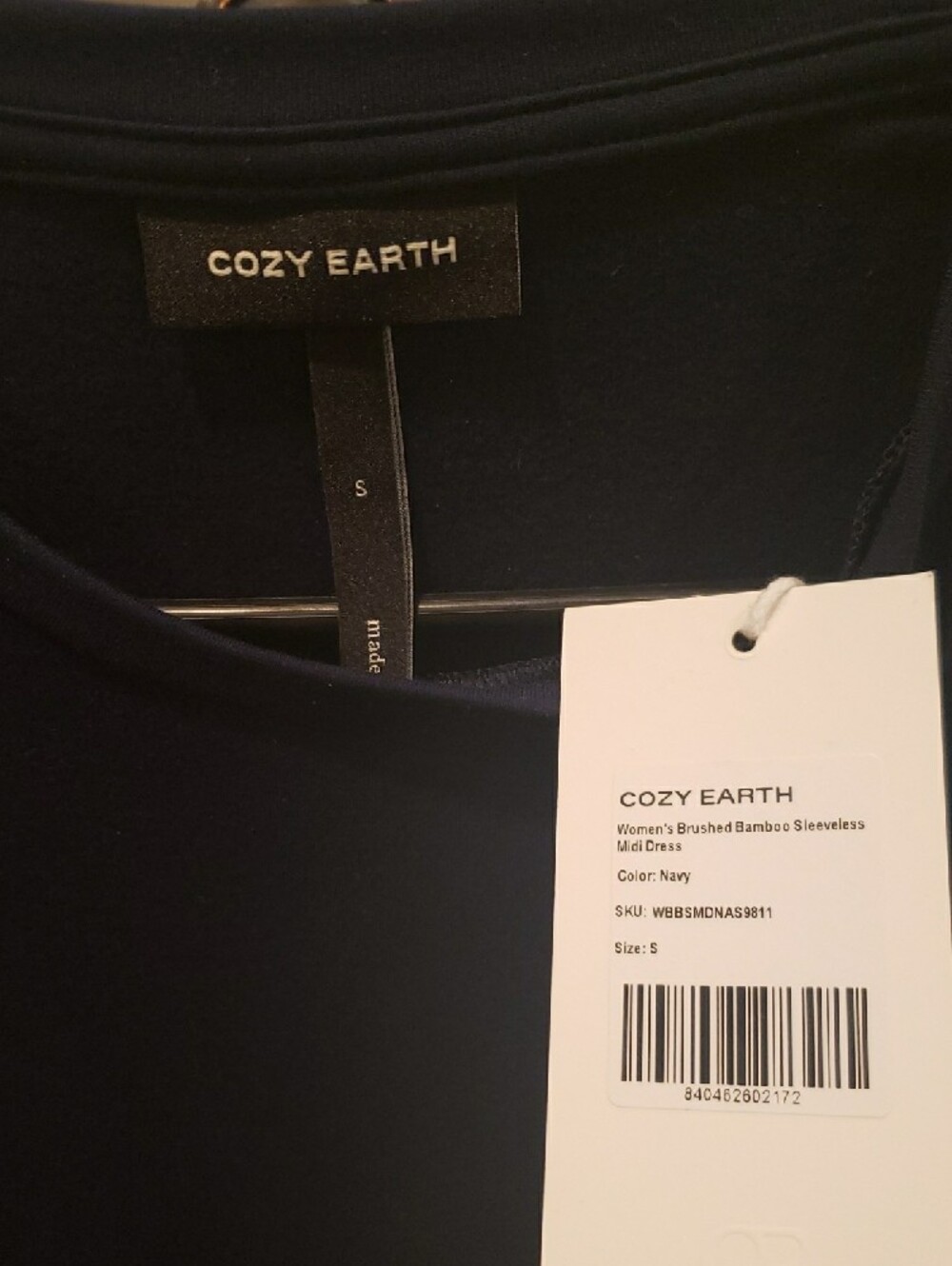 Sleeveless Brushed Bamboo Midi Dress in Navy by Cozy Earth - Picture 2 of 6